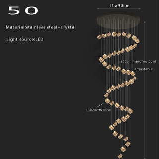 Abby - Crystal Square Box Gold Ceiling Chandelier