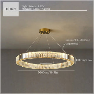 Tabrizi - Crystal Oval Chrome Glass Hanging Ceiling Light Chandelier