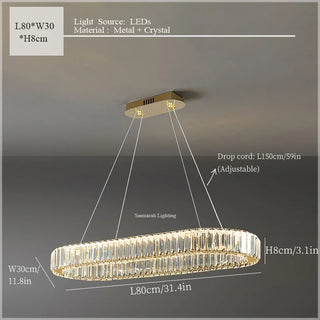 Tabrizi - Crystal Oval Chrome Glass Hanging Ceiling Light Chandelier