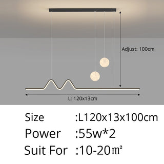 Minto - Long Modern Thin Multi Head Hanging LED Ceiling Light Chandelier