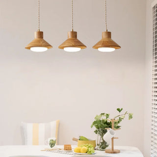 Oran - Wood Cone Adjustable Cord Pendant Ceiling Light