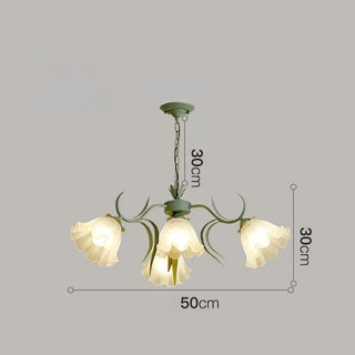 Lynlee - Frosted Multi Glass Head Flower Hanging Chandelier