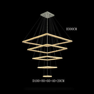Elio - Modern Square Tiered Gold Hanging Chandelier
