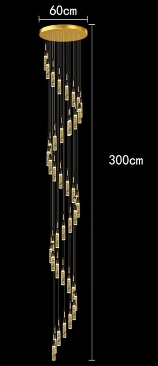 Aaron - Modern Hanging Black & Gold Teardrop Tube Sparkle Chandelier