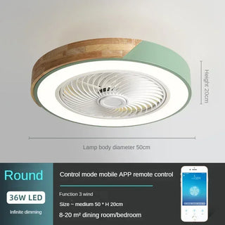 Kitara - LED Round Nordic Modern Smart Ceiling Fan with LED Light