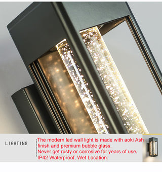 Lainey - Black Caged Crystal Bubble Glass Outdoor Wall Light