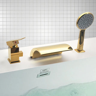 Mella - 3 Piece Modern Waterfall Bathtub Mixer Tap Set Pull Out Shower