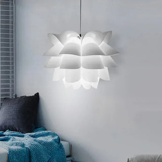 Safa - Linear White Hanging Round Lotus Ceiling Light