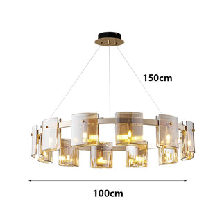 Francois- Hanging Multi Head Tinted Curved Glass Ceiling Light Chandelier
