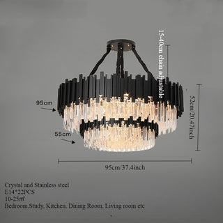 Armena - Modern Black Glass Hanging Ceiling Chandelier