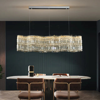 Luxe - Crystal Wave Design Adjustable LED Ceiling Chandelier