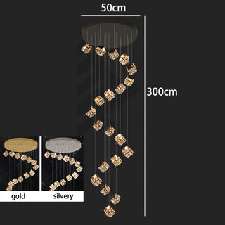 Abby - Crystal Square Box Gold Ceiling Chandelier