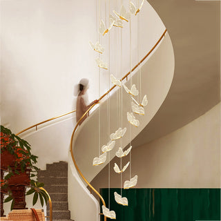 Cemre - Gold LED Butterfly Hanging Round Gold Base Dimmable Chandelier