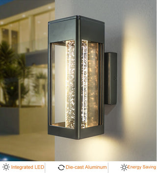 Lainey - Black Caged Crystal Bubble Glass Outdoor Wall Light
