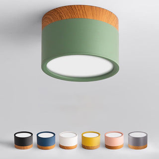 Nicoll - Nordic Wood Style Surface Mounted Round Ceiling Downlight