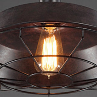 Hermitage - Vintage Rustic Hanging Round Caged Pendant Ceiling Light