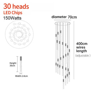 Titan - Modern LED Transparent Long Bar Hanging Chandelier