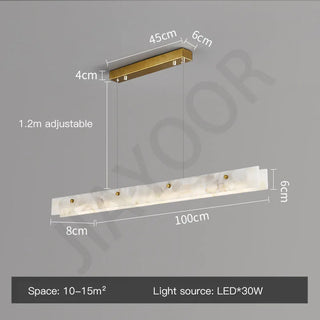 Ricky - White Marble LED Strip Ceiling Chandelier