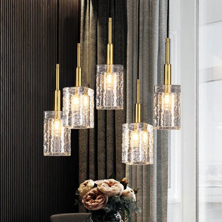Carden - Luxury Crystal Single Head Long Line Gold Glass Hanging Pendant Ceiling Light