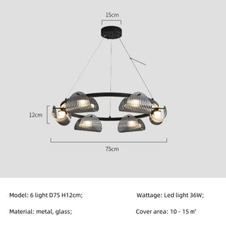 Rilee - Modern Grey Patterned Glass Ceiling Chandelier