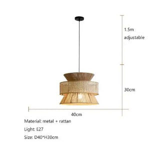 Ghizo - Vintage Wabi Sabi Handmade Hemp Rope  Led Rattan Pendant Light