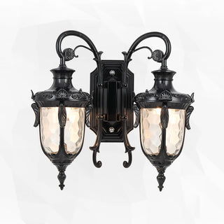 Julius - Double Head Classic Ripple Glass Outdoor Courtyard Lighting Fixture