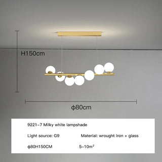 Abeha - Gold Curved Multi Round Glass Line Hanging Ceiling Light Chandelier