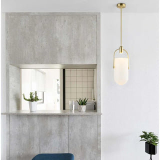 Laholm - Coloured Glass Gold Frame Hanging Pendant Ceiling Light