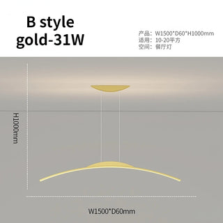 Emiliano - Modern Thin Curved Bar Ceiling Light Chandelier