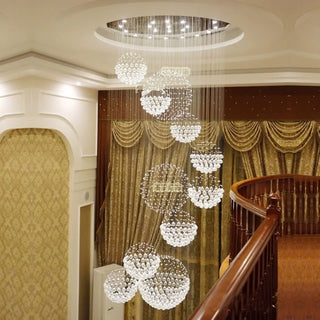Opal - Spiral Round Crystal Ball Hanging Chandelier