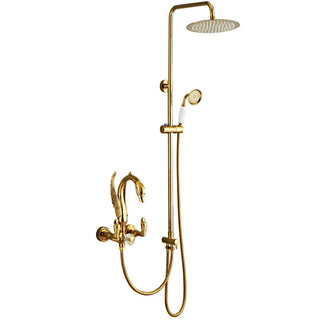 Evaristo - Gold Swan Bathroom Rainfall Shower Set with Dual Handle Controls