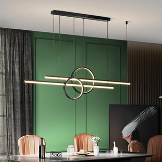 Vironica - Modern Long Bar LED Double Ring Ceiling Light Chandelier