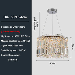 Luxe - Crystal Wave Design Adjustable LED Ceiling Chandelier