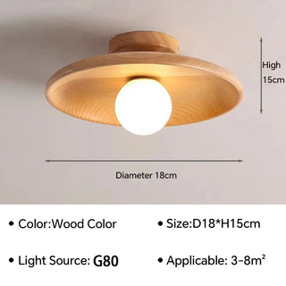 Ospino - Wooden Round Nordic Ceiling Lamp
