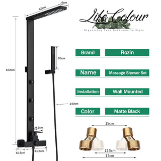 Beverly - Rainfall Thermostatic Shower Set with Body Jets