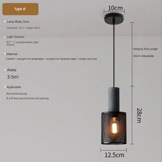 Pola - Industrial Modern Round Mesh Caged Hanging Cement Pendant Ceiling Light