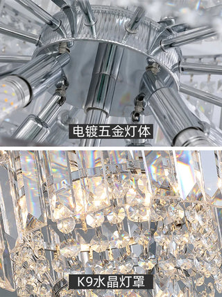 Stratos - Tiered Crystal Glass & Bead Chrome Chandelier