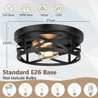 Zulia - Modern Circular Criss Cross Integrated Black Flush Mount Ceiling Light