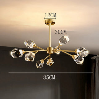 Alvita - Round Gold Crystal Hanging Ceiling Chandelier