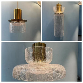 Havre - Cracked Glass Dome Layered Hanging Pendant Ceiling Light