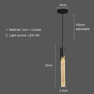 Thunder - K9 Gold Crystal Hanging Tube Chandelier