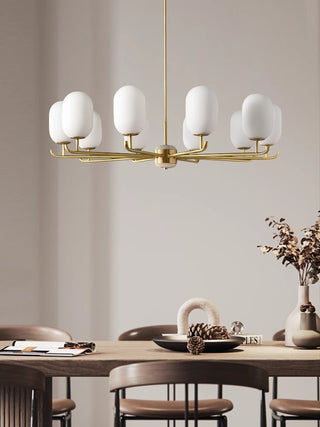 Buds - White Jade Glass Pipe Erected Round Ceiling Light