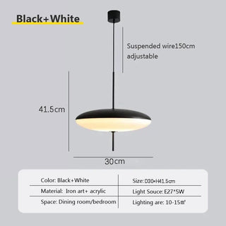 Liepa - Modern Black/White Flying Saucer Round Pendant Ceiling Light