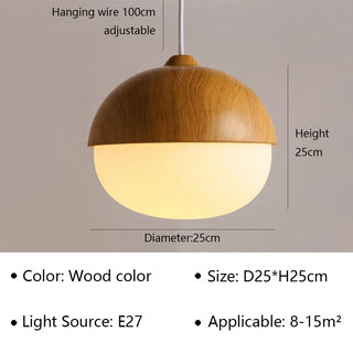 Taressa - Modern Scandinavian Wooden Round Hanging Pendant Ceiling Light