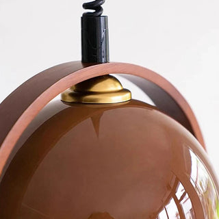 Cooper - Vintage Style Light Dark Wood  Adjustable Height Glass Pendant Light