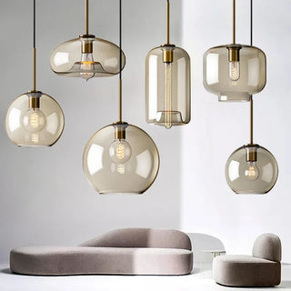 Millie Cognac - Transparent Glass Bubble Led Pendant Lights
