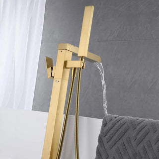 Amarante - Floor Standing Modern Bathtub Waterfall Filler Tap with Hand Shower