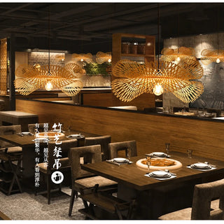 Fresno - Natural Abstract Handwoven Bamboo Hanging Pendant Ceiling Light