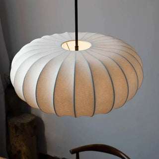 Jackeline - White Silk Pumpkin Ceiling Pendant Light
