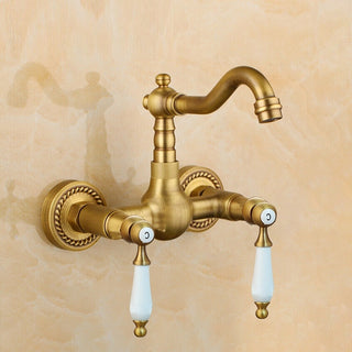Christal - Retro Ceramic Double Handle Wall Mounted Mixer Kitchen Tap